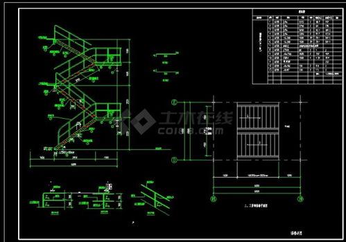 三张钢楼梯cad设计详细施工图纸