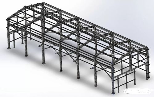 厂房钢结构3d图纸 solidworks设计下载 14.19 mb,zip格式 三维模型